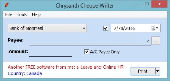 chrysanth cheque printer